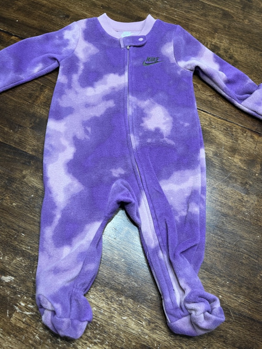 Nike Purple Tie-Dye Footed Fleece One-Piece